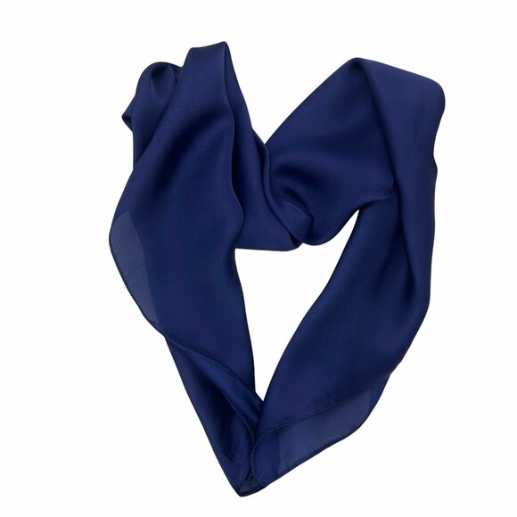 ✨Elegant Square Silky Scarf Bandana Blue Headwear Solid Soft Versatile Shawl New - Picture 3 of 6